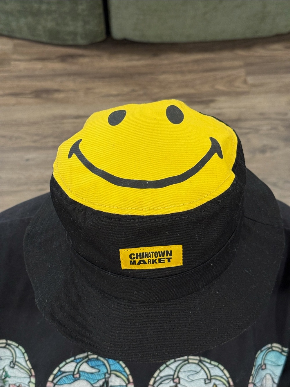 Chinatown Market Men's Yellow & Black Smiley Bucket Hat
